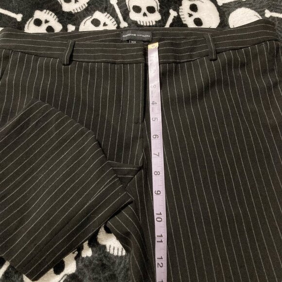 ADRIENNE VITTANDINI Black grey pinstripe straight leg trousers ~ MEDIUM LARGE - Picture 10 of 13
